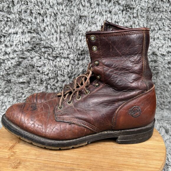 Double H Boots Men's 10 EE Lacer Leather Western Cowboy Work Vintage 9748 - Picture 2 of 11